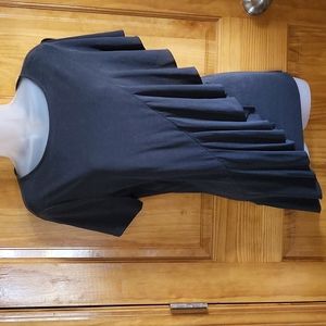 Time and Tru Navy blue polyester silk like short sleeve blouse with ruffle:large